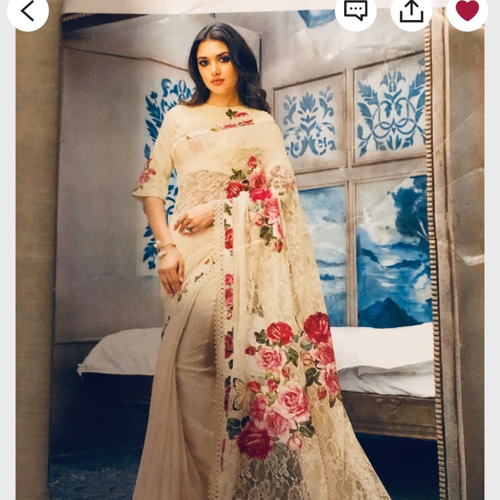 Silk And Net Material Saree With Blouse - image 1